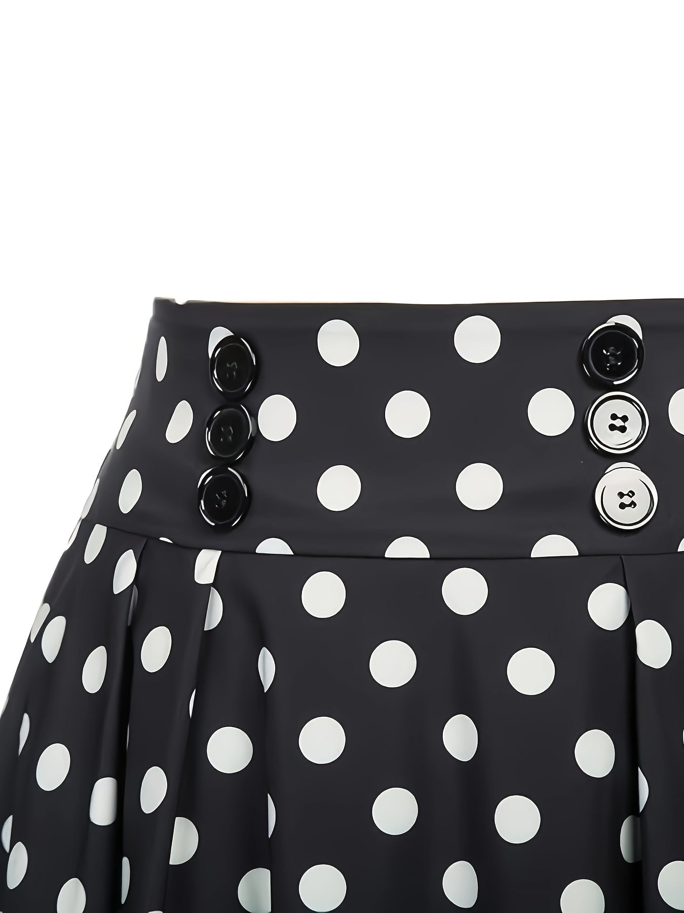 Gestippelde Rok Met Hoge Taille En Uitlopende Zoom, Elegante Knoop Ruches Zoom Midi Rok, Dameskleding
