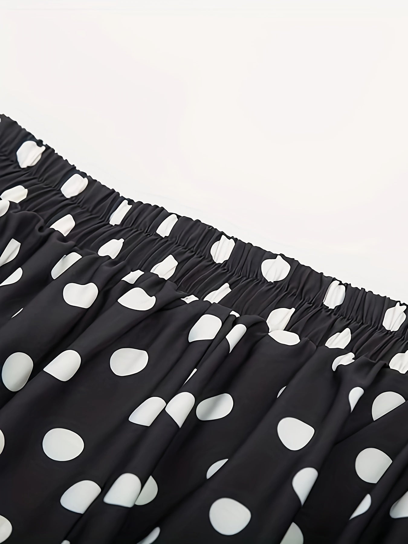 Gestippelde Rok Met Hoge Taille En Uitlopende Zoom, Elegante Knoop Ruches Zoom Midi Rok, Dameskleding