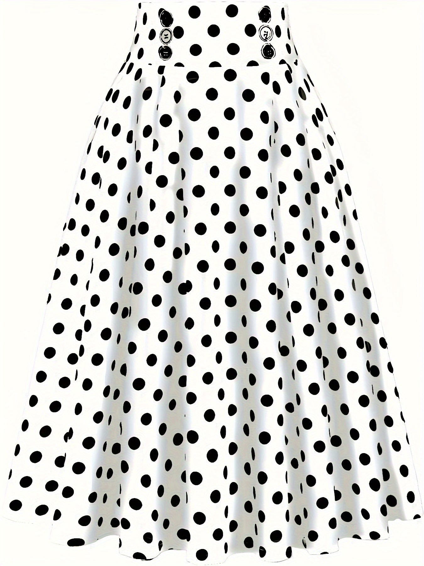 Gestippelde Rok Met Hoge Taille En Uitlopende Zoom, Elegante Knoop Ruches Zoom Midi Rok, Dameskleding