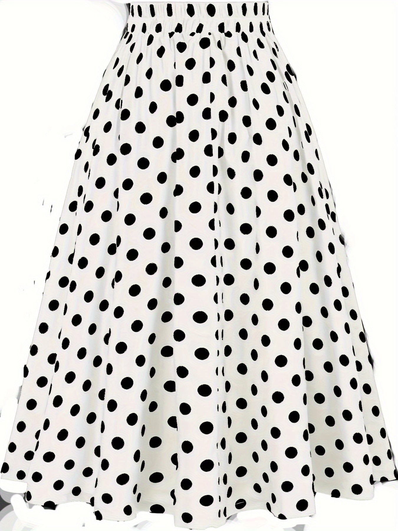 Gestippelde Rok Met Hoge Taille En Uitlopende Zoom, Elegante Knoop Ruches Zoom Midi Rok, Dameskleding