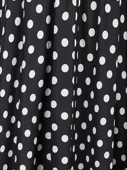 Gestippelde Rok Met Hoge Taille En Uitlopende Zoom, Elegante Knoop Ruches Zoom Midi Rok, Dameskleding